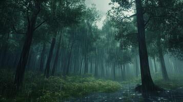 Pine forest darkness cloudy and rainstorm nature environment season photo
