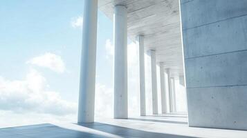 Architecture white cement wall high exterior modern building with blue sky photo