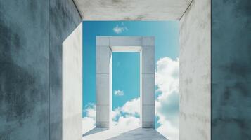 Architecture white cement wall high exterior modern building with blue sky photo