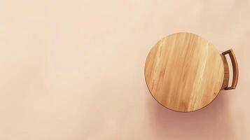 Wooden desk study and chair for learning top of view copy space background photo