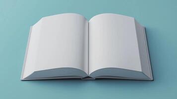 Blank white book open for texting message information top of view copy space background photo