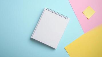 Blank white book open for texting message information top of view copy space background photo