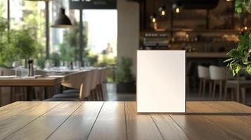 Blank white board frame for information menu or sale in front of store restaurant photo