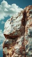 Edge rock cliff in mountain with blue sky and cloud vertical story nature background photo