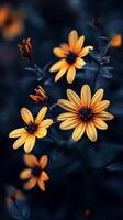 cautivador amarillo flor dramático foto efecto oscuro profundo borroso antecedentes retrato estilo