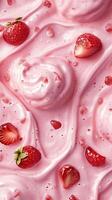 textured strawberry ice cream strawberry fruit flavor portrait background photo