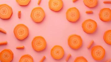 Circular arrangement of Carrot slice organic vegetable copy space solid background photo