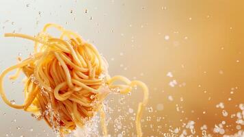 Noodle roll gluten free flying in water with bubble for branding promotion photo