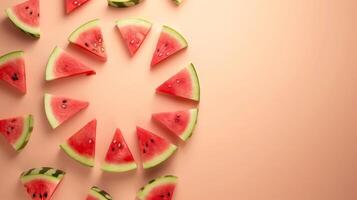 Watermelon fruit organic botanical harvesting copy space blank center circular arrangement photo