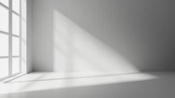 Empty modern minimalist room with shadow from window sunlight interior building photo