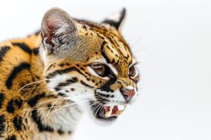 A close up of a cat with its mouth open photo