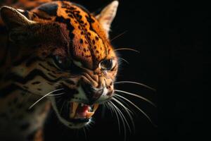 A close up of a cat with its mouth open photo