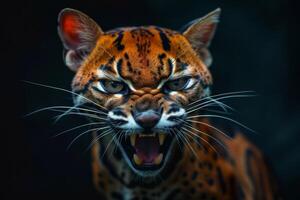 A close up of a tiger with its mouth open photo