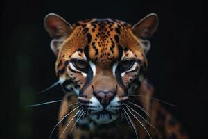 A close up of a leopard's face photo
