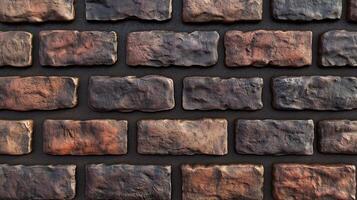 Brick brown pastel wall pattern block stone arrangement rustic dark background photo