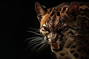 A close up of a cat with its mouth open photo