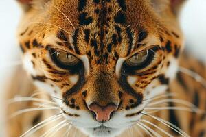 A close up of a leopard looking at the camera photo