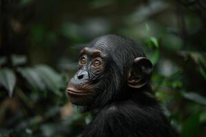 A chimpanzee is looking at the camera photo