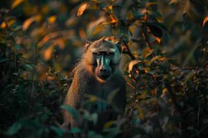 A baboon in the bush photo