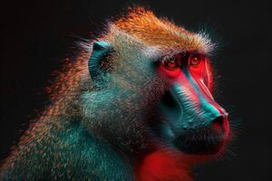 A colorful monkey with bright eyes photo