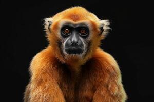 A monkey with big eyes on a black background photo