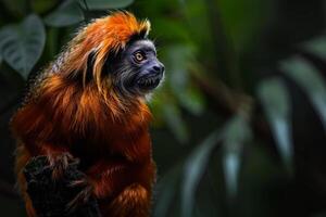 A red - headed monkey with orange hair photo