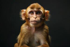 A monkey sitting on a black background photo