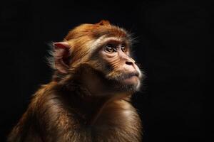 A monkey is looking up at something photo