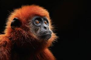 A red - headed monkey with big eyes photo