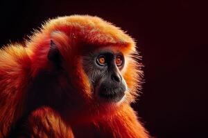 A red monkey with orange eyes photo