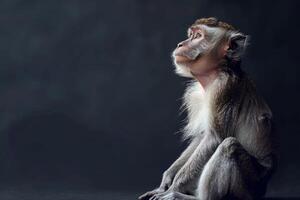 A monkey sitting on a black background photo