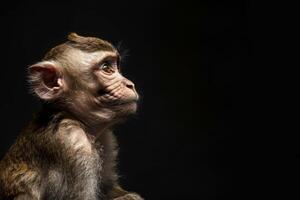 A monkey is looking up at something photo