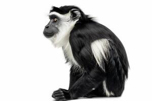 A black and white monkey sitting down photo