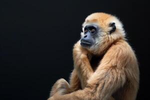 A monkey sitting on a black background photo
