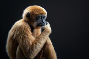 A monkey sitting on a black background photo