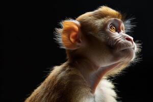 A monkey is looking up at something photo