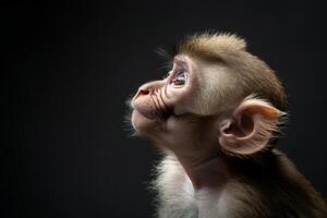 A monkey looking up at something photo