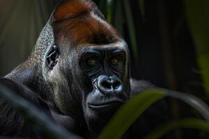 A gorilla is looking at the camera photo