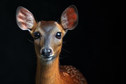 A close up of a deer with big ears photo