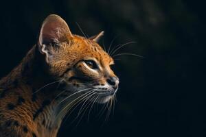 A close up of a cat with dark background photo
