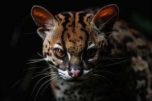 A close up of a cat with dark background photo