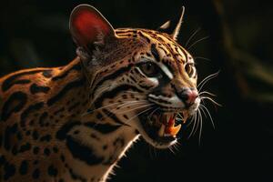 A close up of a cat with its mouth open photo