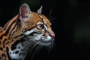 A close up of a cat with a dark background photo