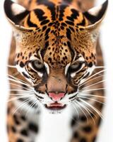 A close up of a leopard looking at the camera photo