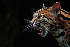 A close up of a cat with its mouth open photo