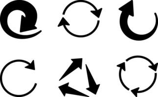 Set of Round Black Arrows. Arrow Icons of Different Thicknesses. Cursor vector