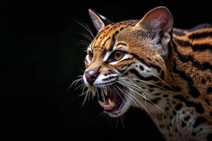 A close up of a cat with its mouth open photo