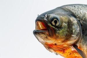 A close up of a fish with its mouth open photo