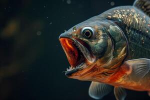 A large fish with its mouth open and its mouth open photo
