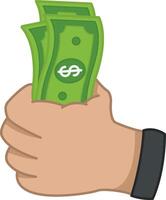 Hand Pays with Dollar Bills. Money symbol. Concept of Financial Transaction. Payment and Refund. Business Commerce and Money Investments vector